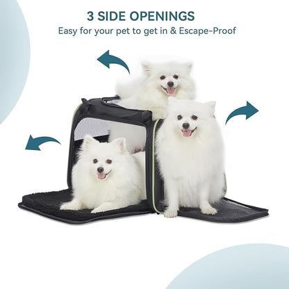 PETSFIT Large Cat Carrier, Dog Carrier up to 25Lbs, Pet Privacy Protection Travel Pet Carrier for Medium and Large Cats, Small Dogs, Puppies (Large, Black)