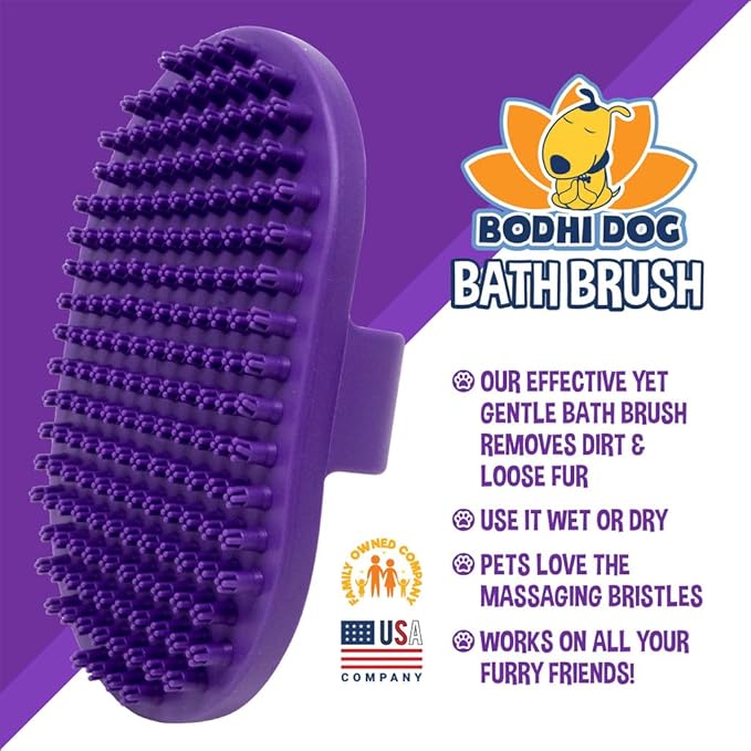 Bodhi Dog Shampoo Brush - Pet Grooming &amp; Bath Supplies for Dogs and Cats - Bath Brush for Long &amp; Short Hair - Premium Scrubber for Shower, Bathing &amp; Massage (One Pack, Purple)