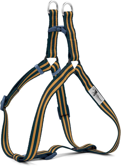 Stripe Step in Dog Harness for Small Dogs, Freedom Nylon Dog Halter Vests, Lightweight and Escape Proof Puppy Harness, Quick Fits for Small Medium and Large Dogs, Blue M