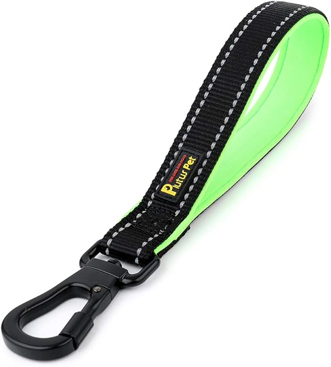 PLUTUS PET 10 Inch Short Dog Leash for Large Dogs with Locking Carabiner Clip &amp; Padded Handle（10”, Black）