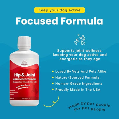 Liquid Glucosamine for Dogs, 1600mg Glucosamine Chondroitin MSM, Hip &amp; Joint Supplement for Large Dogs, Liquid Arthritis Relief &amp; Mobility Support, 32 oz