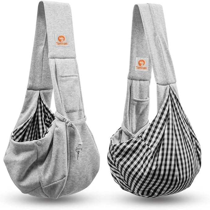 Tomkas Small Dog Sling Carrier - Classic Pocket &amp; Classic Strap - for 3-10 lbs Pets(Grey)