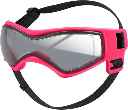 QUMY Dog Goggles UV Protection for Small to Medium Breed, Dog Sunglasses Windproof Anti-Fog Dustproof Snowproof, Puppy Glasses for Outdoor Riding Driving with Comfortable Frame Adjustable Straps