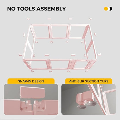 Clear Acrylic Plastic Dog Playpen - Clear Dog Play Pen - Easy Assemble Acrylic Dog Playpen - Puppy Playpen, Cat Playpen, Small Animal Playpen, Dog Play Pen Indoors (Pink-23.6" H, 12PCS)