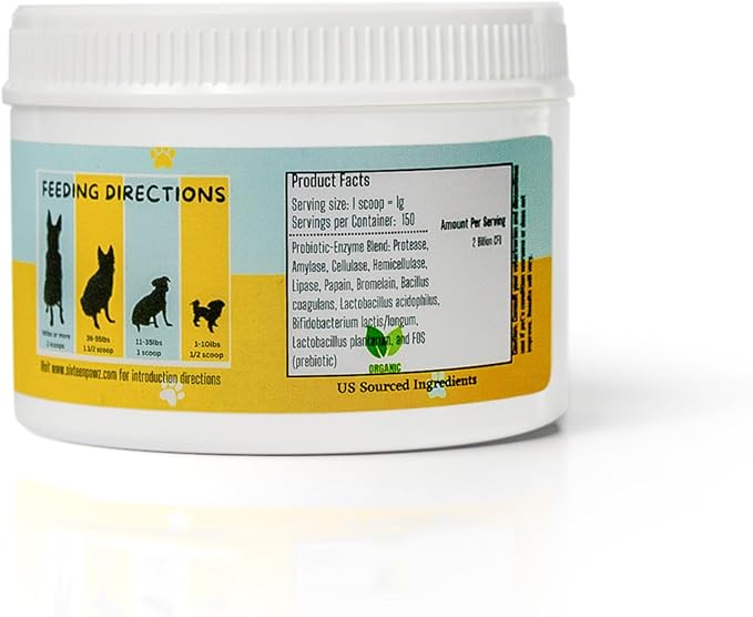 Probiotics, Prebiotics, &amp; Digestive Enzymes for Dogs| Limited Ingredients| Digestive Support |Allergy Relief |Immune Support| Reduces Inflammation| Diarrhea &amp; Gas Relief (150g), White