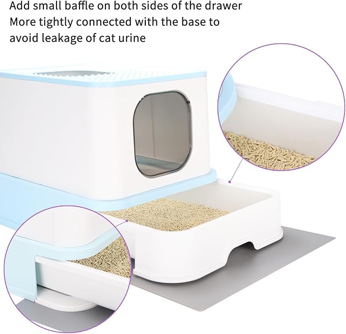 RIZZARI Cat Litter Box Top-Entry : Leak-Proof Enclosed Design Reduces Odor, for Indoor Cats &amp; Owners (Green)