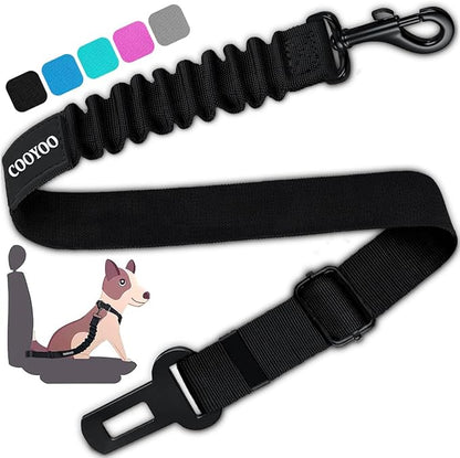 COOYOO Dog Seat Belt,Retractable Dog Car Harness Seat Belt for Car Adjustable Nylon Pet Safety Seat Belts Heavy Duty &amp; Elastic Bungee Buffer