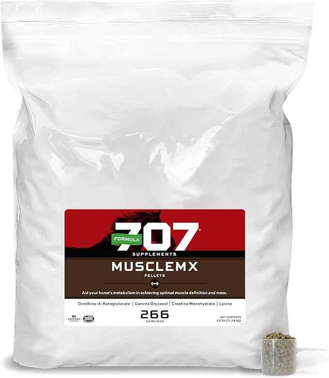 Formula 707 MuscleMx Equine Supplement, 25lb Refill Bag – Conditioning Support and Muscle Builder for Horses with Lysine, Gamma Oryzanol, Creatine &amp; OKG