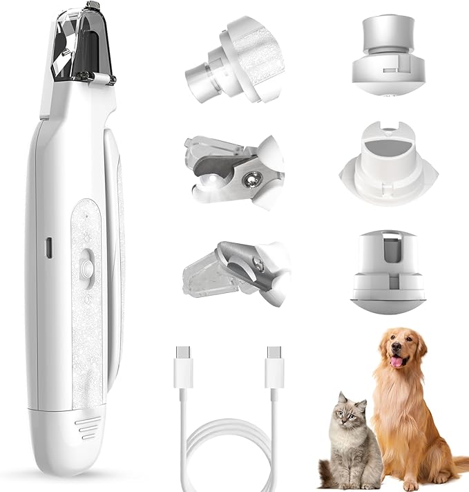2-in-1 Cat Nail Clippers &amp; Dog Nail Clippers Trimmers for Large Medium Small Dogs Cats Claw Trimmer Quick Sensor and Safety Guard USB Rechargeable with 2 LED Lights Dogs Nail Trimmer