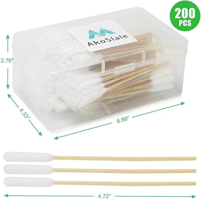 Long Cotton Swabs for Dog Ear Cleaning, 200pcs, 4.7 Inch Biodegradable Cotton Tips, Ideal for Ear Care &amp; Wound Treatment, Portable Size, Eco-Friendly