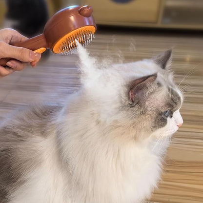 Cat Steam Brush with 2 Spray Levels &amp; Release Button, 4-in-1 IPX7 Waterproof Water Brush for Shedding Grooming, Pet Hair Removal Comb for Long Short Haired Cats Dogs, Self Cleaning Slicker