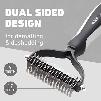 Slicker Brush for Dogs, Long Pin Dog Grooming Brush for Goldendoodles, Poodles, Doodles, Includes Pet Comb &amp; Undercoat Rake, Perfect for De-Shedding, Dematting &amp; Reducing Tangles. Large, Black
