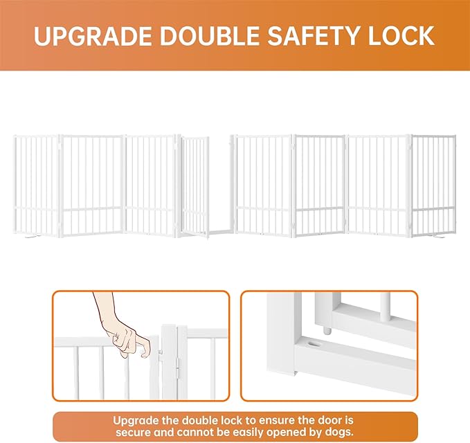 Full Metal Freestanding Dog Gate with Door, 32&