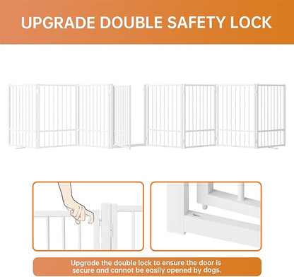 Full Metal Freestanding Dog Gate with Door, 32&