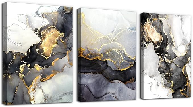 Boho Wall Decor - Abstract Ink Paintings, Framed Wall Art for Living Room, Bedroom &amp; Office - 20" X 28" - 3 Piece Set