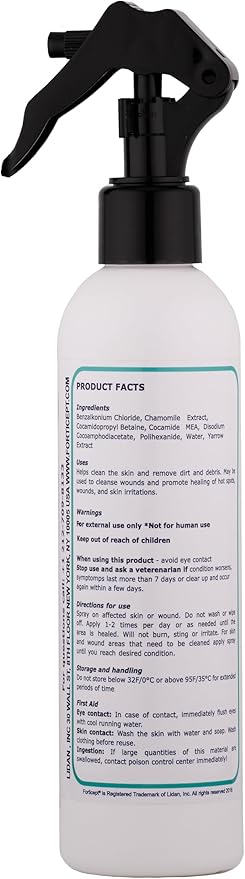 Forticept Maxi-Wash Hot Spot Spray Treatment, Wound Care &amp; Itch Relief Spray for Dogs and Cats. Relives Scratching, Rashes, Sores, Itchy Skin and Paw Licking 8 oz