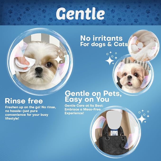Pet Eye Wipes for Dogs | 3X Larger Unscented Hypoallergenic Gentle Eye Cleaner Wipes for Dogs &amp; Cats | Pet Tear Stain Remover Wipes | 60 Count