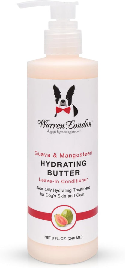 Warren London Hydrating Butter Leave in Pet Conditioner for Dogs | Lotion for Skin and Coat | Aloe Puppy &amp; Dog Conditioner for Hair Detangler, Dry Skin, &amp; Pet Fur Dandruff | Made in USA | Guava 8oz