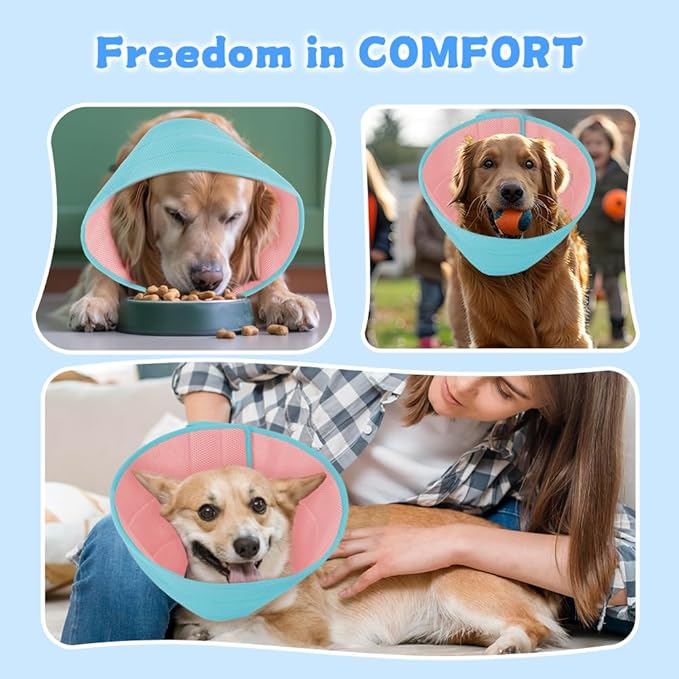 Dog Cone Soft Recovery Collars &amp; Cones After Surgery for Medium Large Dogs, Comfy Ecollars to Stop Licking, Adjustable, Dog Ecollars for Recovery Fabric: Soft Comfort, Ecollars of Shame Alternatives