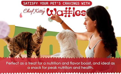 Freeze Dried Chicken Cat &amp; Dog Waffle Treats - Made with Human Grade Chicken Breast &amp; Liver - 5 Natural Flavors - Healthy, Tasty, Dry Food for Indoor Cats, Dogs - Inspected &amp; Tested in USA