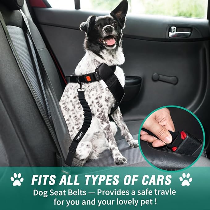 COOYOO Dog Seat Belt, Durability Retractable Dog Car Harness Adjustable Dog Seat Belt for Vehicle Nylon Pet Safety Seat Belts Heavy Duty &amp; Elastic