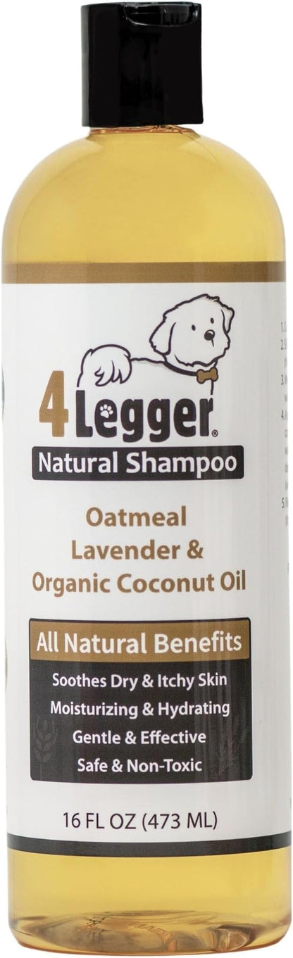 All Natural Organic Oatmeal Dog Shampoo for Itchy Skin with Aloe, Coconut &amp; Lavender Essential Oil, Hypoallergenic, Moisturizing for Normal, Dry, Itchy, or Sensitive Skin, USA Made, 16 oz
