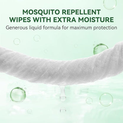 30 PCS Mosquito Repellent Wipes, Individually Wrapped Insect Repellent Wipes Made of Natural Plant-Based Essential Oils, Safe &amp; Effective Insect Protection Perfect for Outdoor Activities, Long-Lasting