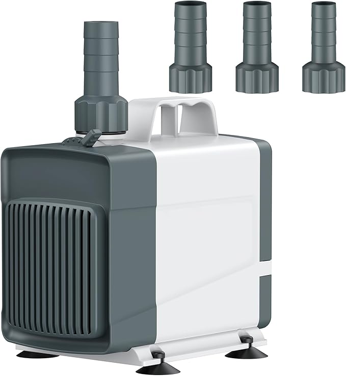 Pawfly 1060 GPH Fountain Pump, 85 W Submersible Water Pump with 14.8 ft. High Lift and 3 Nozzles, Quiet Water Fountain Pump for Aquarium Fish Tank Waterfall Pond &amp; Hydroponics