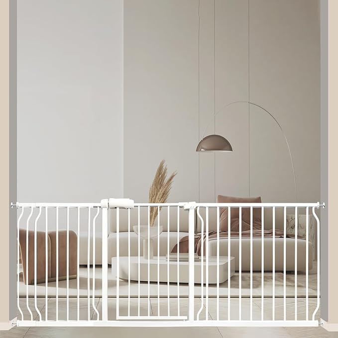 Extra Wide 76.4-81 Inch Large Baby Gates for Stairs, Doorways - No Drilling, Pressure Mounted Pet Gates for Kids &amp; Dogs