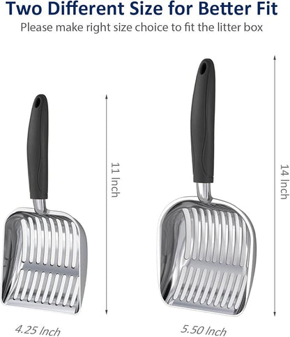 WePet Cat Litter Scoop, Aluminum Alloy Sifter, Kitty Metal Scooper, Deep Shovel, Long Handle, Poop Sifting, Kitten Pooper Lifter, Durable, Heavy Duty, for Litter Box
