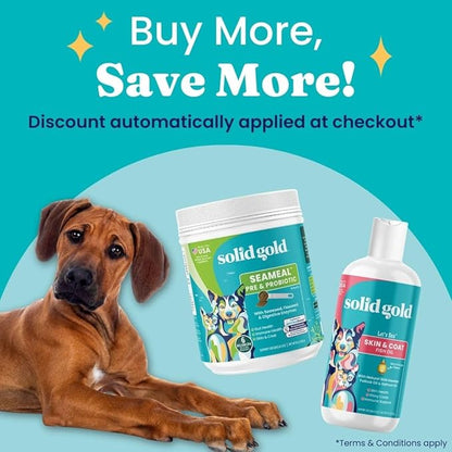 Solid Gold SeaMeal Cat Probiotic &amp; Dog Probiotics for Digestive Health - Kelp Powder Dog &amp; Cat Multivitamin Supplement w/Prebiotics &amp; Digestive Enzymes for Skin, Coat, &amp; Gut + Immune Support - 8oz