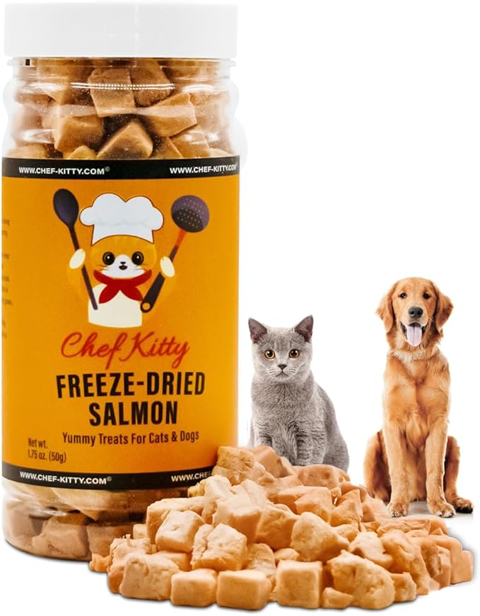 Freeze-Dried Salmon Treats for Cats &amp; Dogs – 100% Wild Caught, Single Ingredient, High-Protein, Healthy Snack – No Additives or Preservatives – 1.4oz - Inspected &amp; Tested in USA