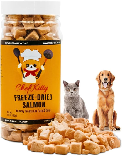 Freeze-Dried Salmon Treats for Cats &amp; Dogs – 100% Wild Caught, Single Ingredient, High-Protein, Healthy Snack – No Additives or Preservatives – 1.4oz - Inspected &amp; Tested in USA