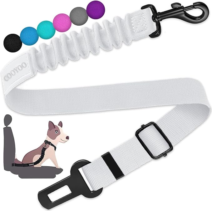 COOYOO Dog Seat Belt, Durability Retractable Dog Car Harness Adjustable Dog Seat Belt for Vehicle Nylon Pet Safety Seat Belts Heavy Duty &amp; Elastic