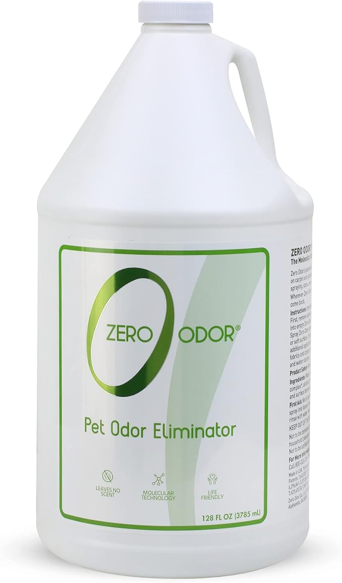 Zero Odor - Pet Odor Eliminator for strong odor, Eliminate Air &amp; Surface Odors – Patented Molecular Technology Best For Carpet, Furniture, Beds Smell Great Again (128 Ounces)