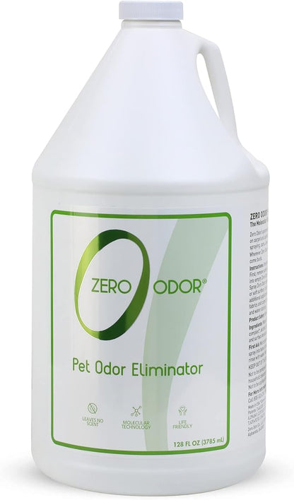 Zero Odor - Pet Odor Eliminator for strong odor, Eliminate Air &amp; Surface Odors – Patented Molecular Technology Best For Carpet, Furniture, Beds Smell Great Again (128 Ounces)
