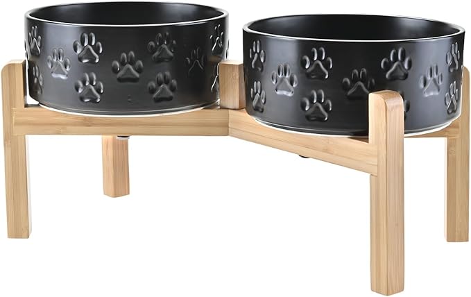 SPUNKYJUNKY Elevated Dog Bowls Ceramic, 7.3&