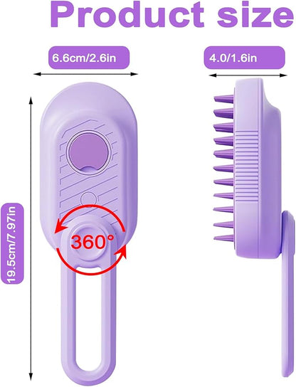 Cat Steam Brush for Shedding, 2025 New 4 in 1 Rechargeable Steam Pet Brushes for Cats &amp; Dogs, Indoor Anti-static Pets Brush for Massage, Cleaning, Shedding &amp; Combing Hair (Purple)