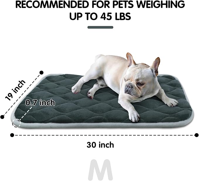 furrybaby Dog Bed Mat Flat Crate Mat with Anti-Slip Bottom Machine Washable Pet Kennel Pad for Dog Sleeping (M 30x19&