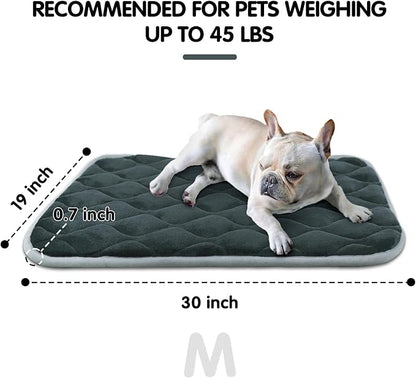 furrybaby Dog Bed Mat Flat Crate Mat with Anti-Slip Bottom Machine Washable Pet Kennel Pad for Dog Sleeping (M 30x19&