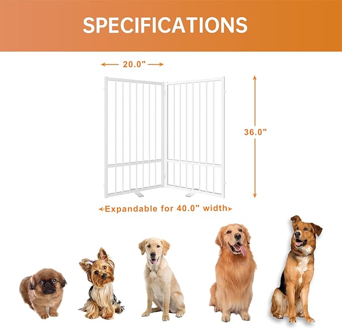 Full Metal Freestanding Dog Gate with Door, 36&