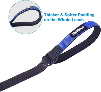 PetBonus 2 Packs Short Dog Leash, Safety Wrist Strap for Retractable Dog Leash, Reflective Design and Adjustable Soft Padded Handle, Extra Layer Security for Pet Stroller (Blue, Blue)