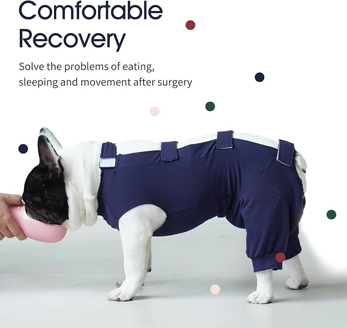 IECOii Pet Surgery Recovery Suit,Breathable Dog Bodysuit E-Collar &amp; Cone Alternative Surgical Suit After Spayed/Neutered Wear,Recovery Suit for Dogs Male Female Sleeve to Prevent Licking,XL-Blue