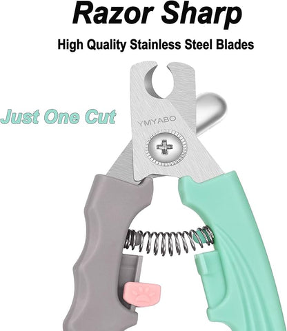 Dog Nail Clipper,Pet Nail Trimmers Safety Guard to Aviod Over Cutting,Puppy Cat Claw Trimmer,with Free Dog Comb &amp; Nail File, Sharp Grooming Clipper, Great for Thick Toenail, Green