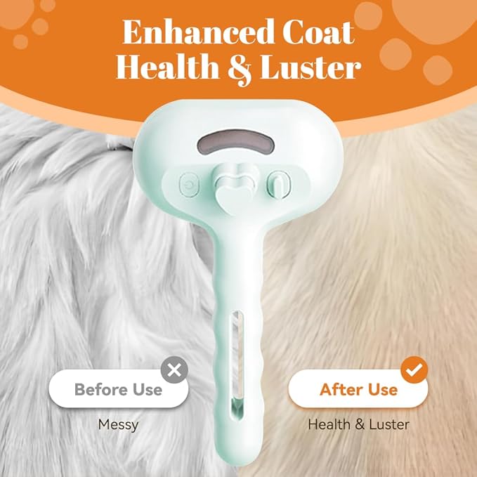 Cat Steam Brush, 3 in 1 Pet Spray Hair Removal Comb for Shedding &amp; Grooming, Pet Grooming Brush with Spray, One-Click Release Button and Tank, Spritz Defur Comb for Cats Dogs, Effective(White)