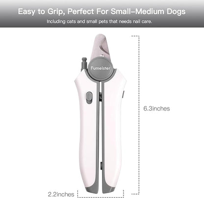 Type-C Rechargeable Dog &amp; Cat Nail Clippers - LED Pet Nail Trimmer with Built-in Nail File, Extra Sharp Blades for Small &amp; Medium Dogs, Indoor Cats (White-Gray)