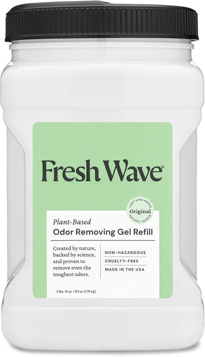 Fresh Wave Original Scent Odor Removing Gel Refill, 63 oz. | Safer Odor Absorbers for Home, Cooking, Trash, &amp; Pets Areas | Natural Plant-Based Odor Eliminator