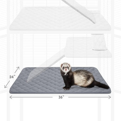 Paw Inspired Fitted Fleece Liner for Ferret Nation, Critter Nation Cage for Ferrets, Rats, Chinchillas, Hedgehogs &amp; Other Small Animals (Gray, Bottom Pan Liner)