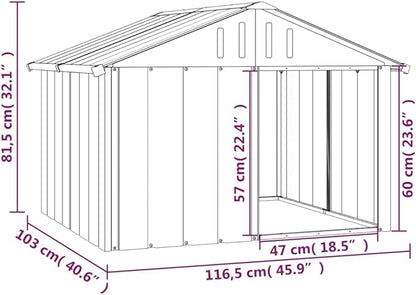 vidaXL Anthracite Dog House | Durable Galvanized Steel Construction | Outdoor Weather Resistant Roof | Open Entrance for Easy Access