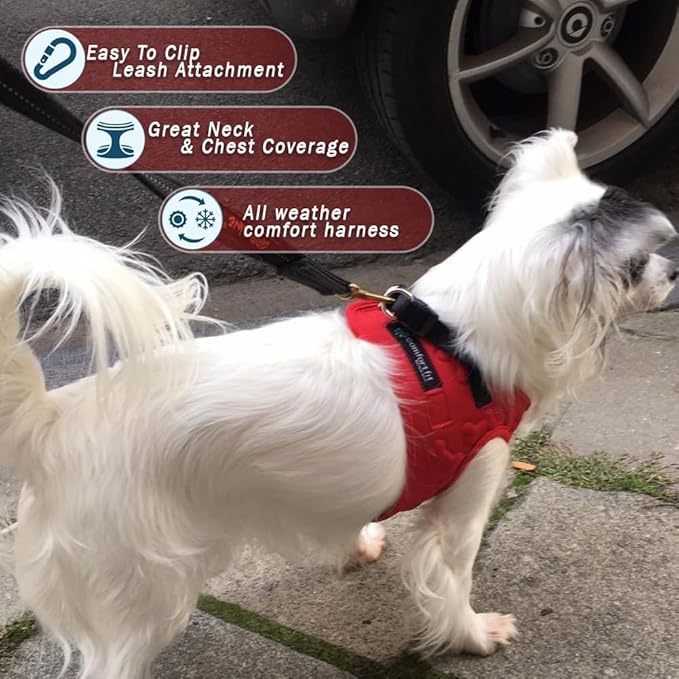 Comfort Fit Dog Harness No Pull No Escape Harness Adjustable Buckles Soft Padded Reflective Choke Step in Dog Vest with Easy Control Handle for Small Medium Large Dogs &amp; Puppies